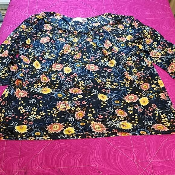 Indigo Rose floral blouse size xl - Picture 1 of 6